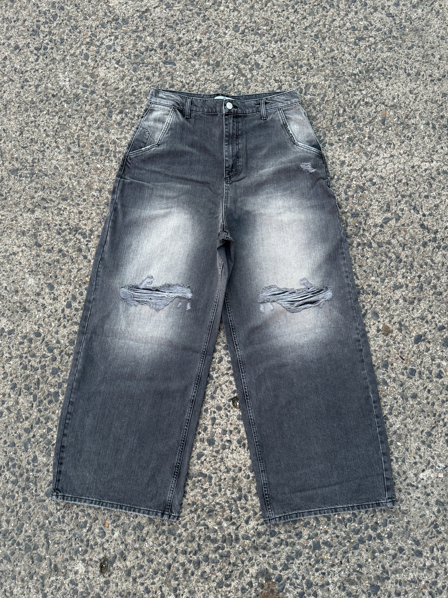 DISTRESSED BAGGY JEANS BLACK